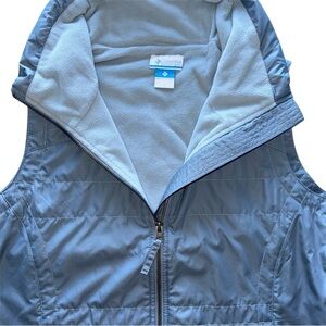 COLUMBIA Women's Cozy Fleece Lined Heavenly Vest Full Zip Light Blue Large